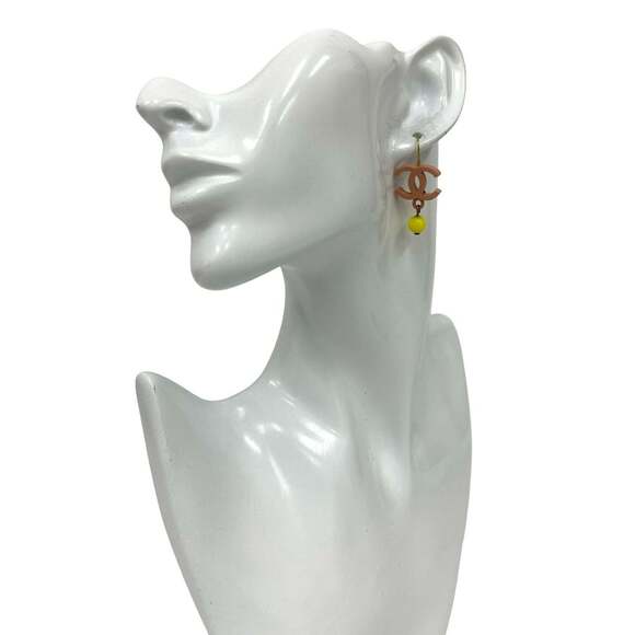 CHANEL Pink Logo Earrings